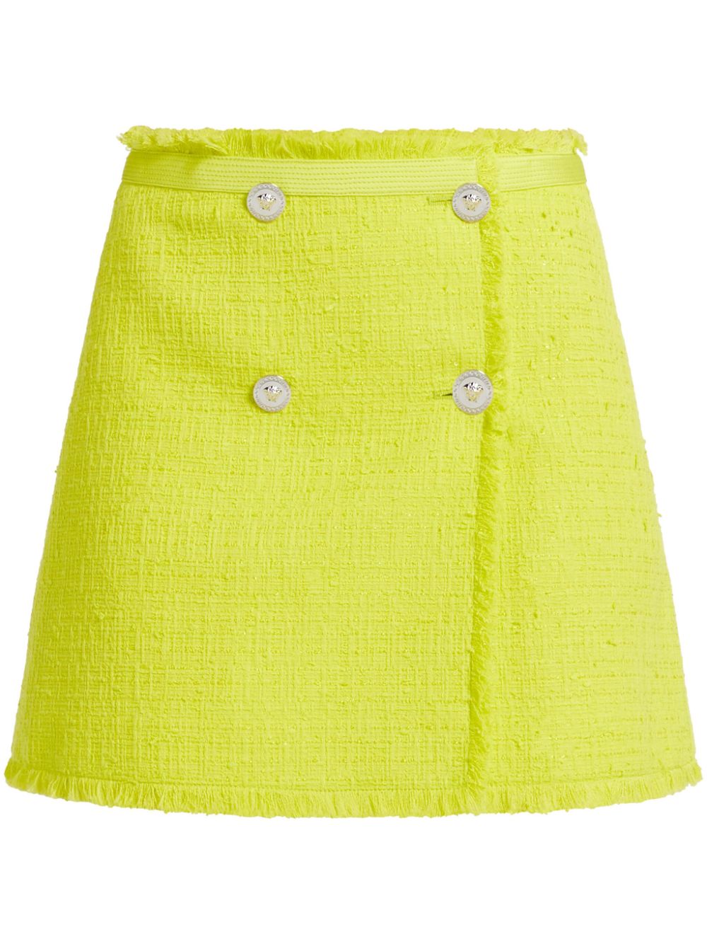 Medusa-buttons tweed miniskirt - Yellow
