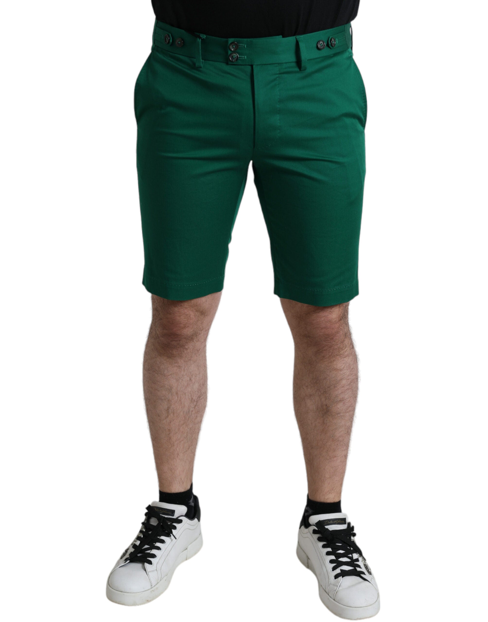 Cotton Stretch Bermuda Shorts — Green