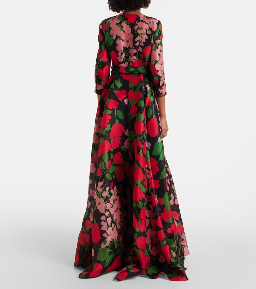 Floral silk gazar gown