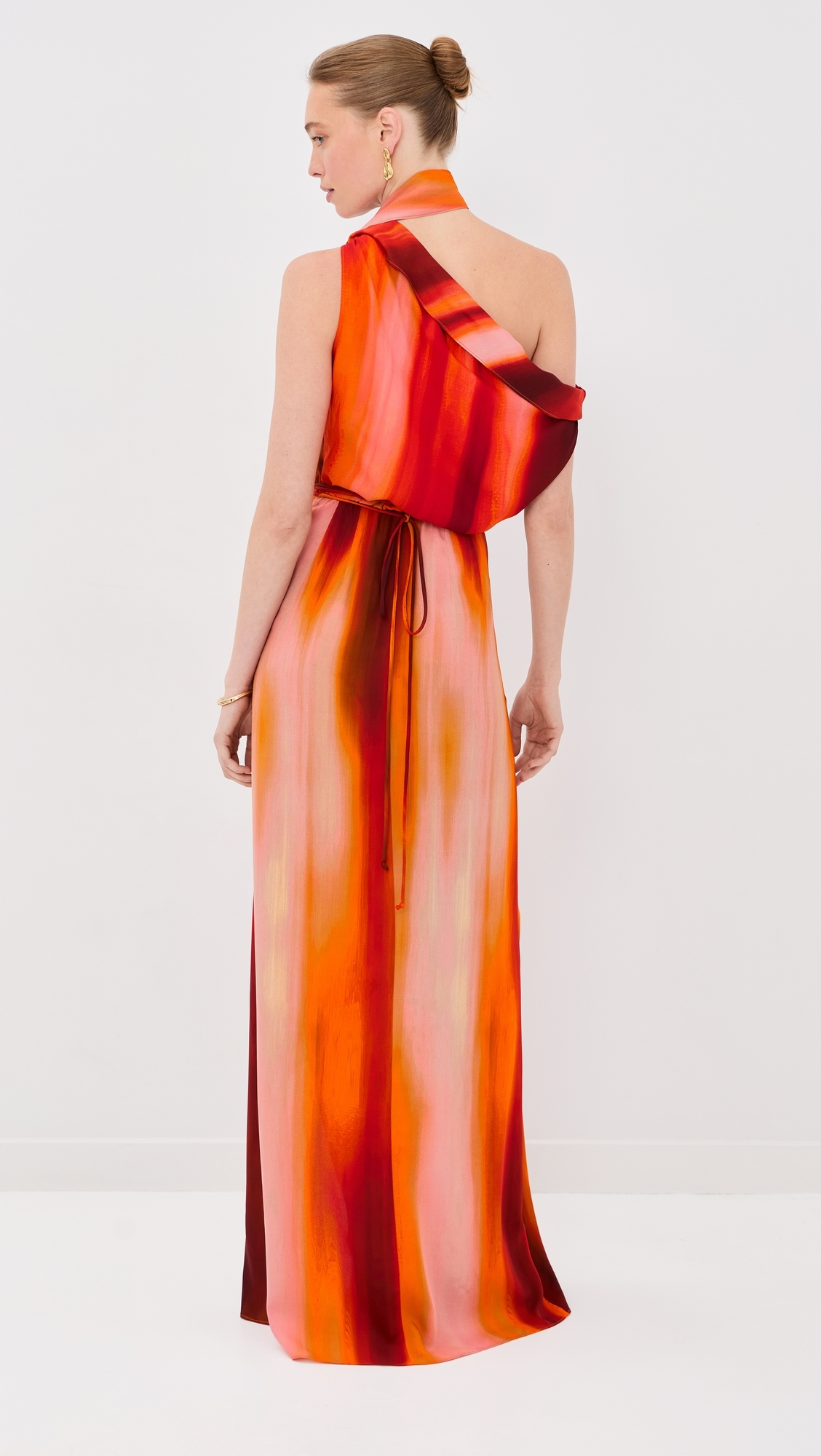 Asymmetrical Draped Dress with Scarf