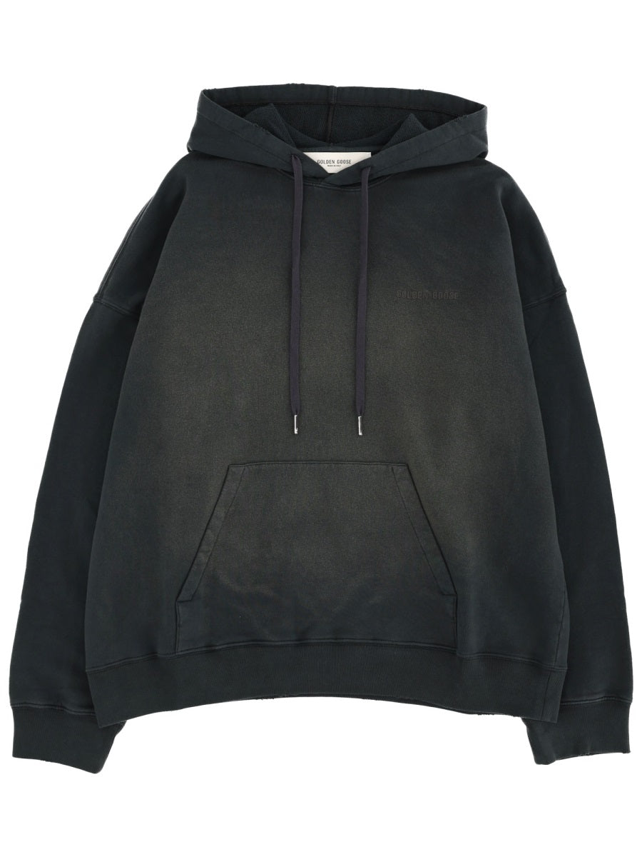 Unisex Hooded Sweatshirt in Cotton with a Bleached Effect