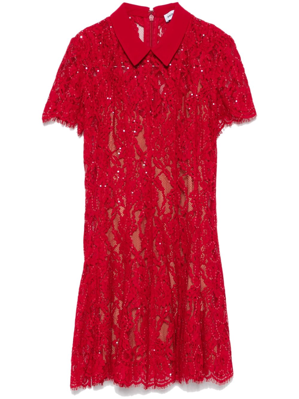 Sequin lace mini dress - Red