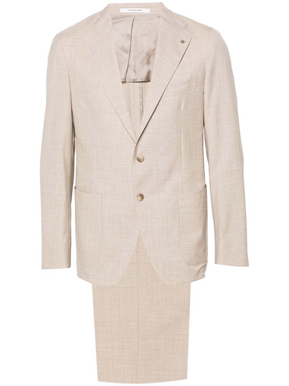 Brooch-detail single-breasted suit - Neutrals