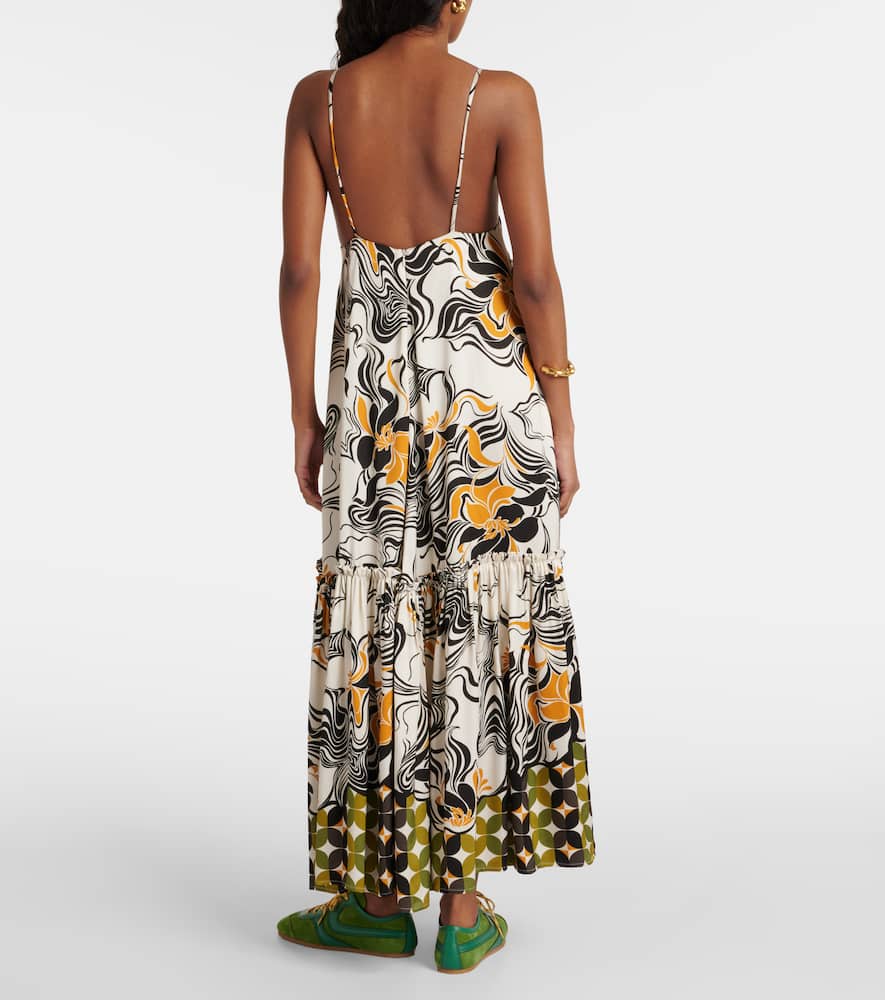 Printed satin maxi dress