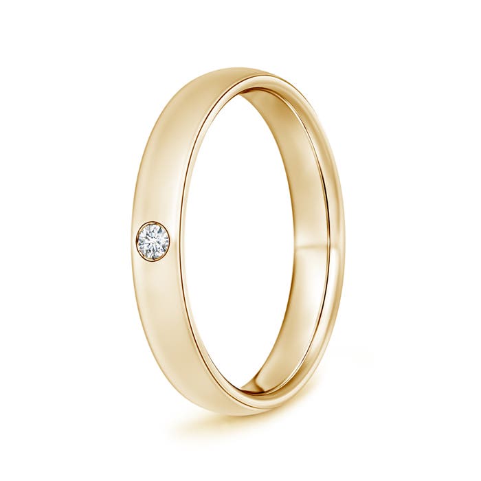 Angara 0.07 Carat Gypsy Set Round Diamond Solitaire Wedding Ring for Men in 14K Yellow Gold