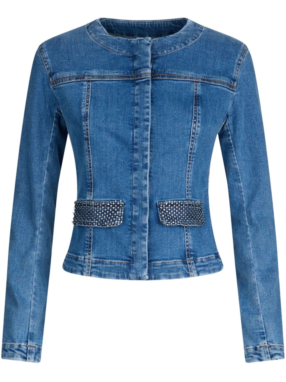 Rhinestone-embellished denim jacket - Blue