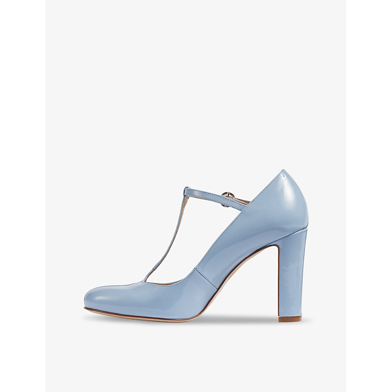 Womens Blu-hyacinth Annalise T-bar Patent-leather Heeled Courts