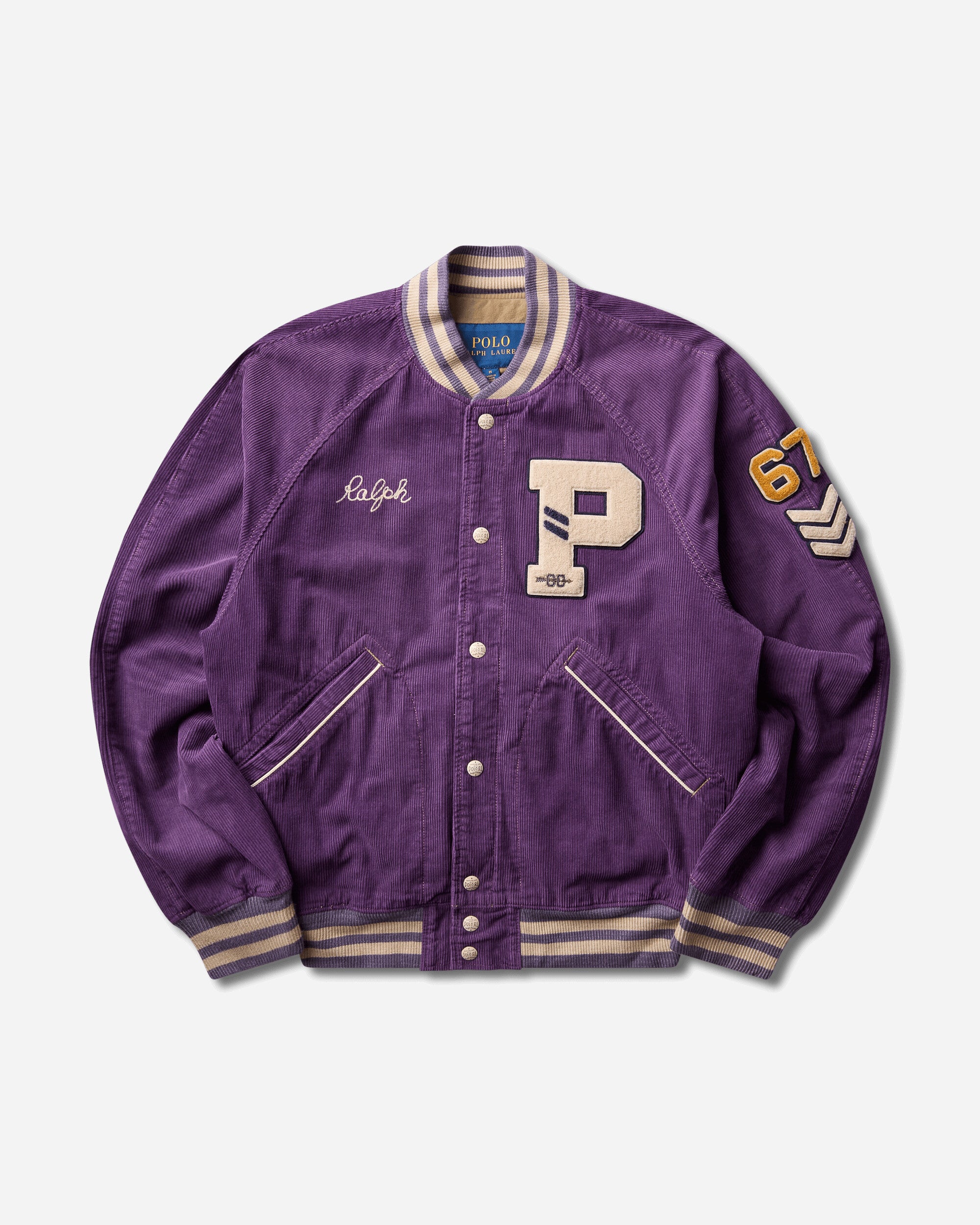 Men s Corduroy Letterman Jacket New Violet Washed
