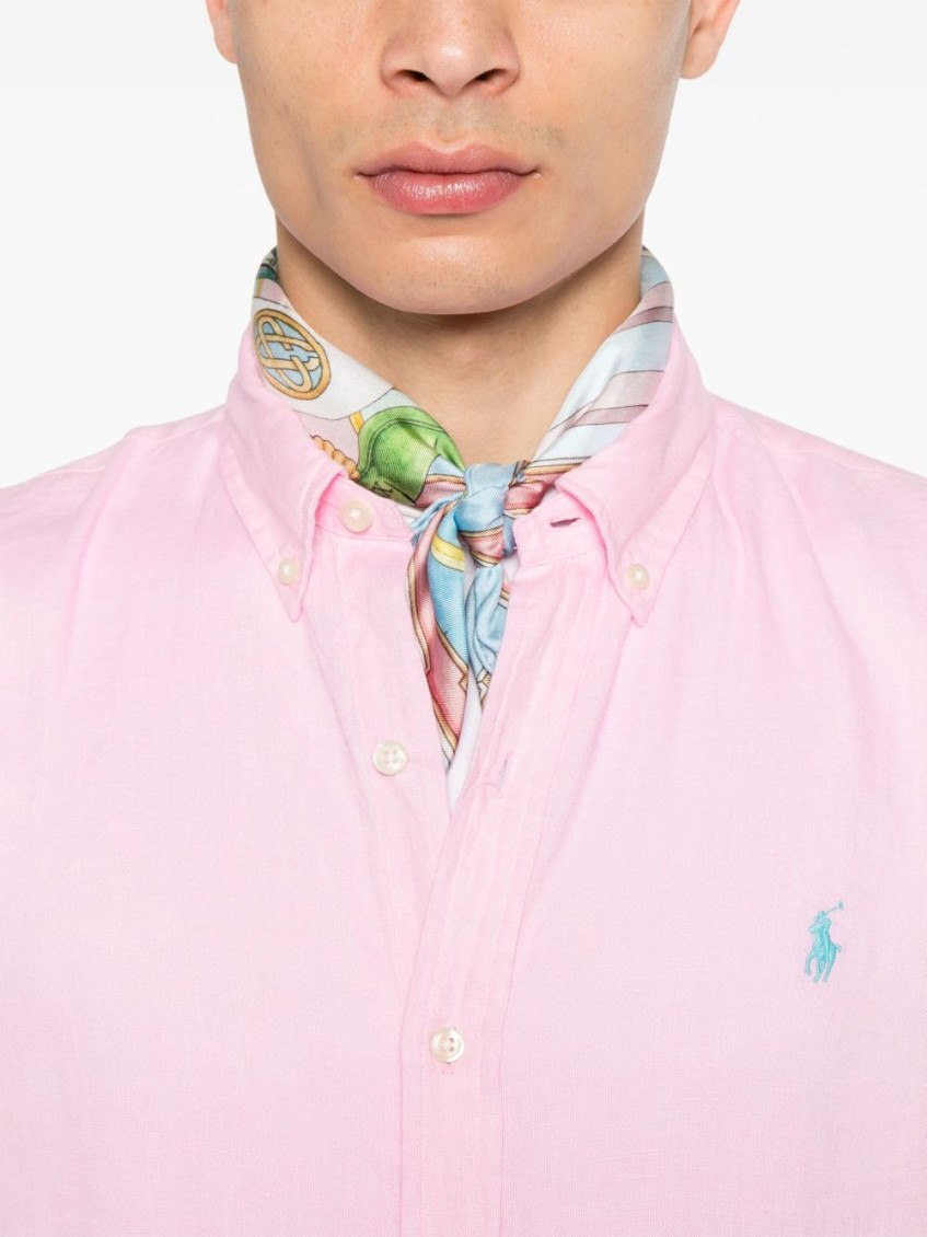 Pink Logo Linen Shirt