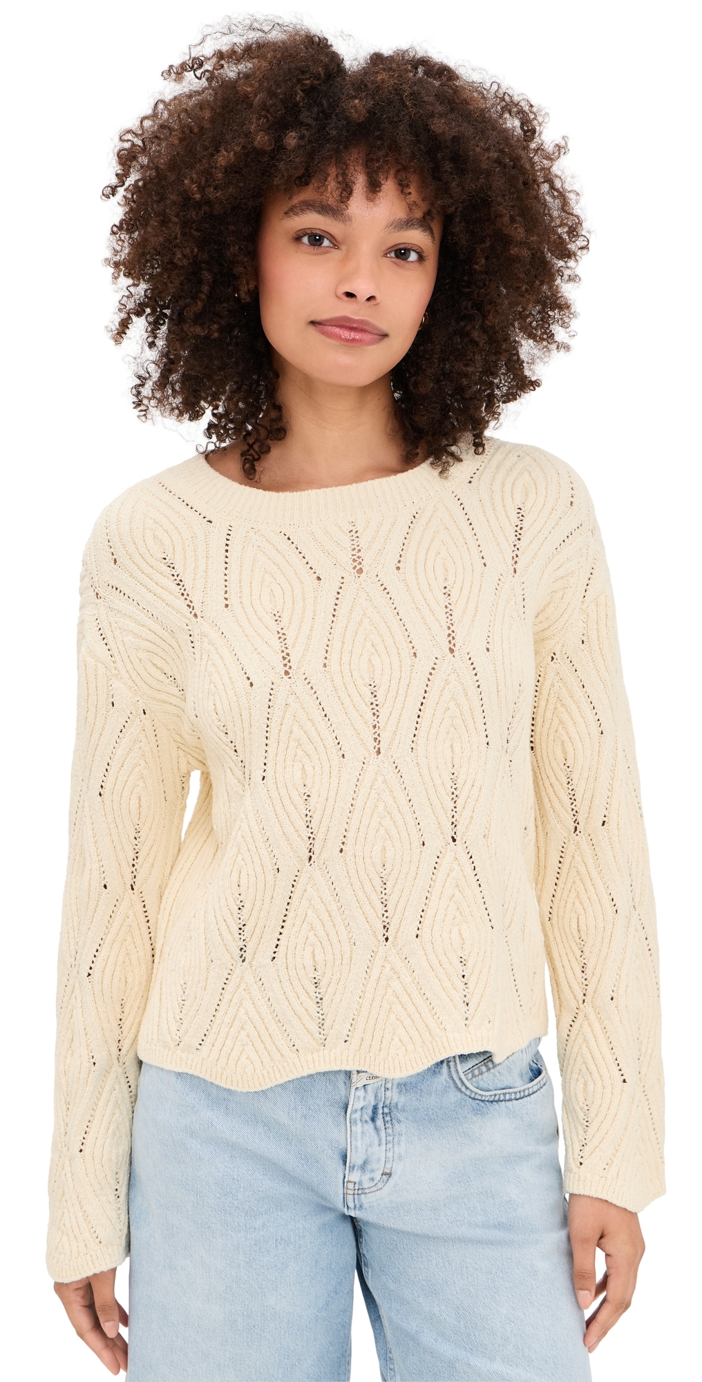 Crew Neck Long Sleeve Sweater Witherit Beige