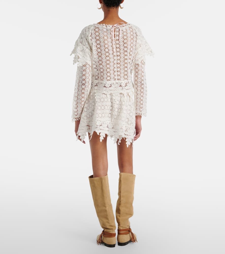 Hanta floral cotton lace miniskirt