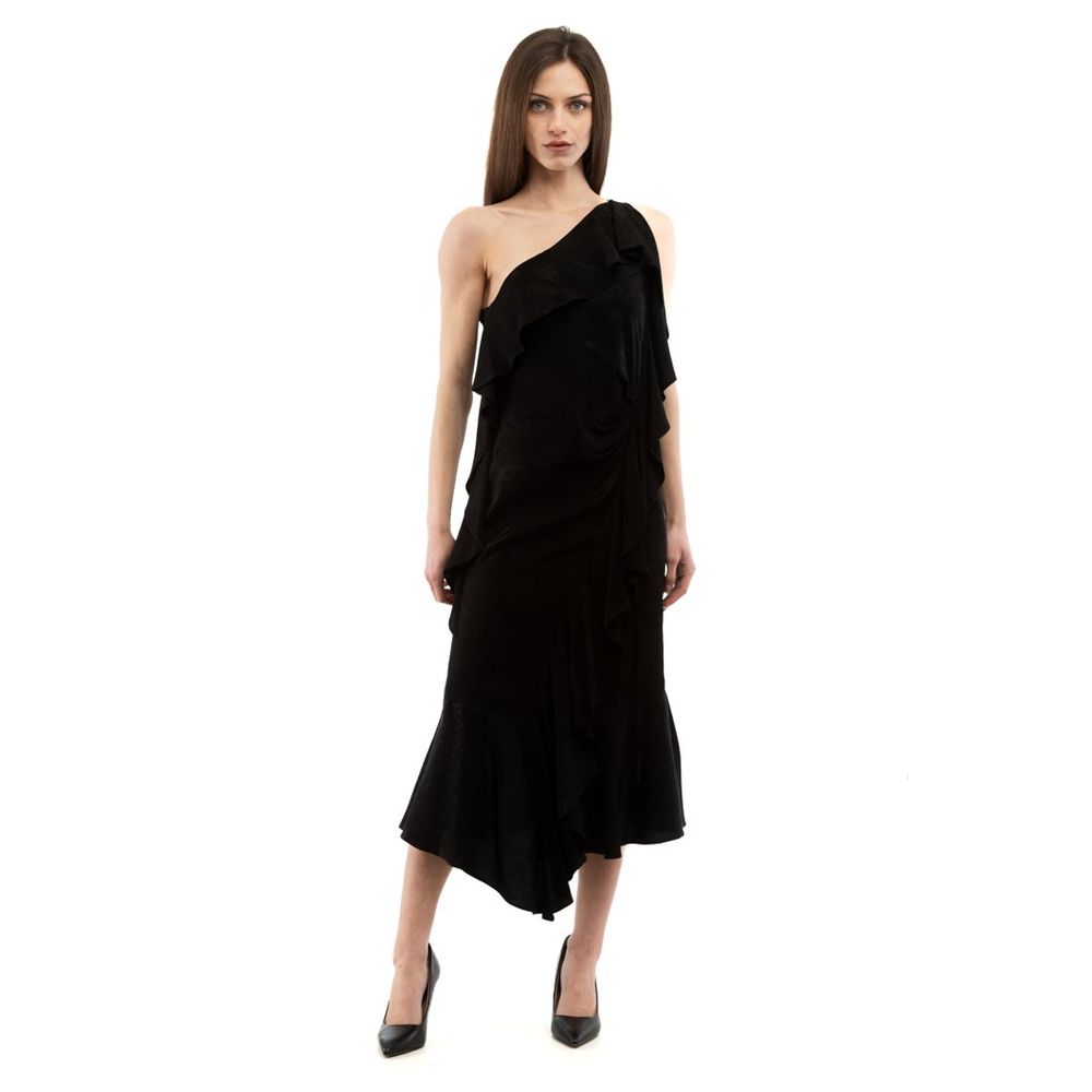 One-Shoulder Viscose Dress — Black