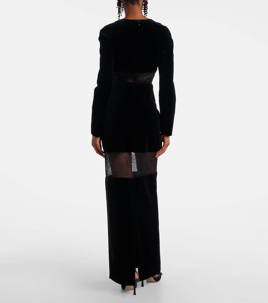 Velvet and lace gown