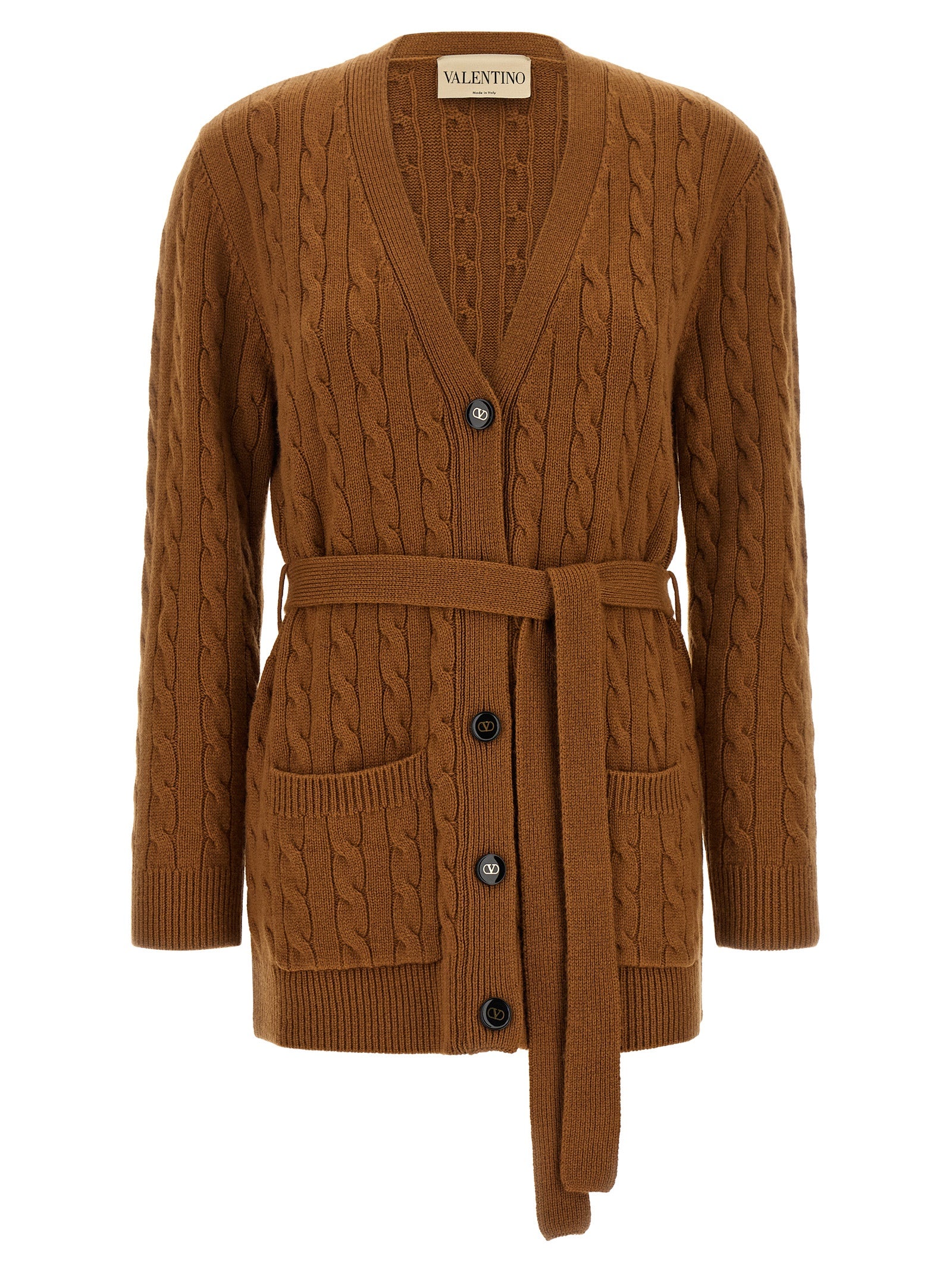 Braided Cashmere Cardigan — Brown