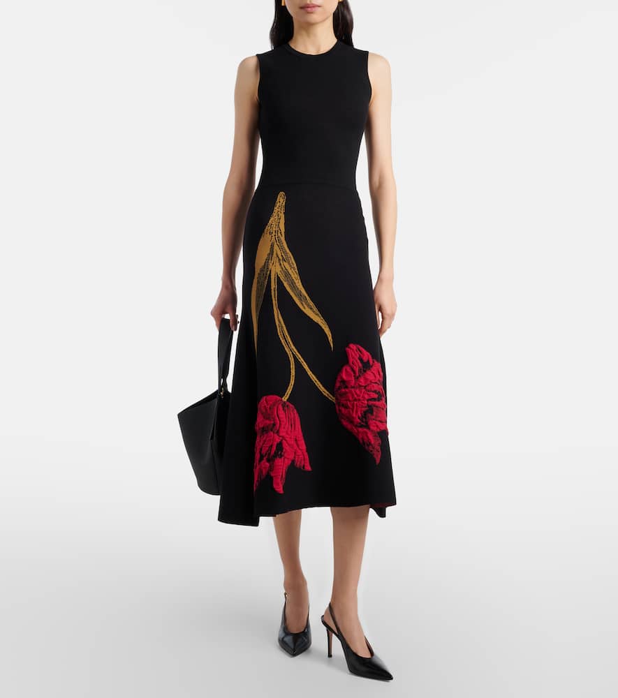 Floral jacquard midi dress