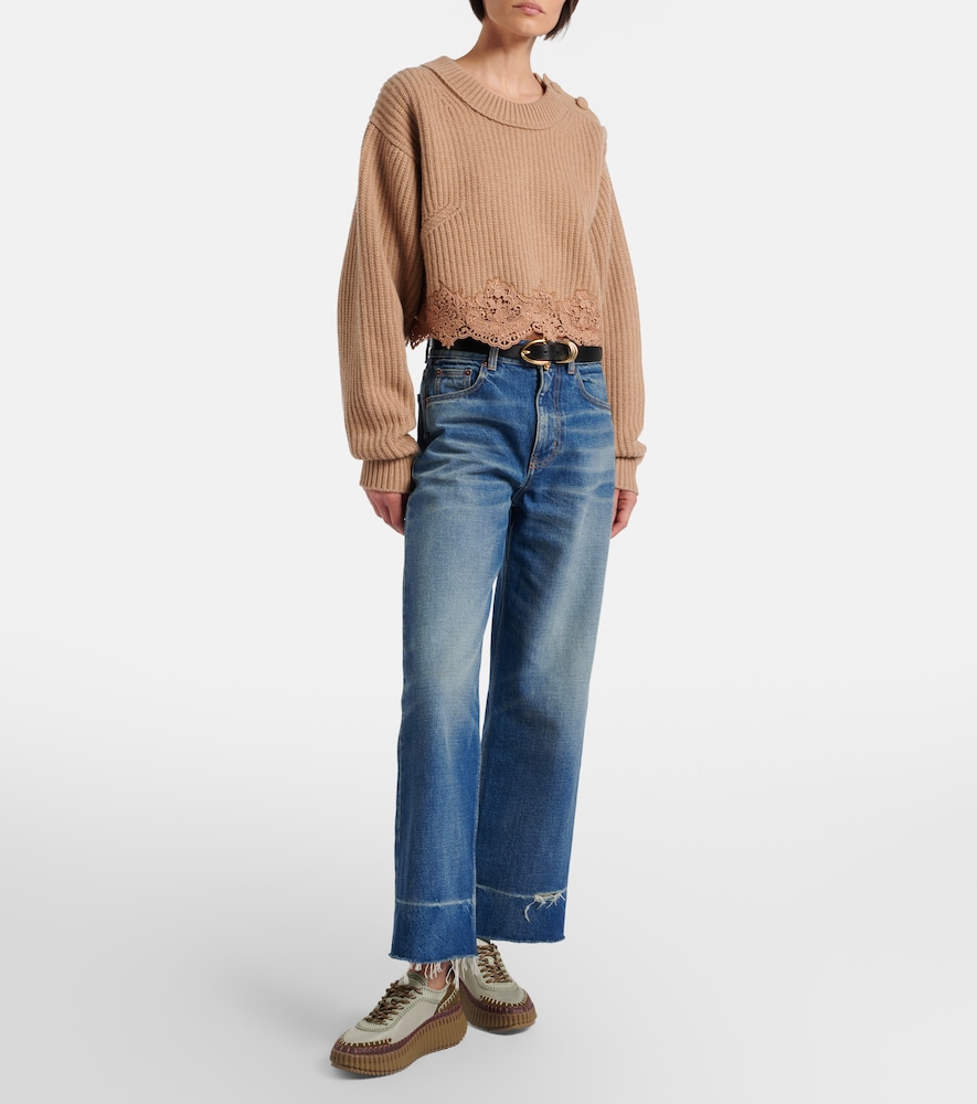 Chloé Nama leather-trimmed platform sneakers