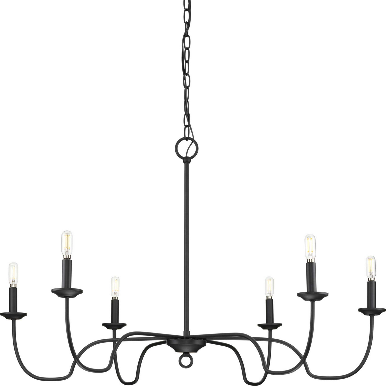 Matte Black Six Light Chandelier from the Canebrake Collection