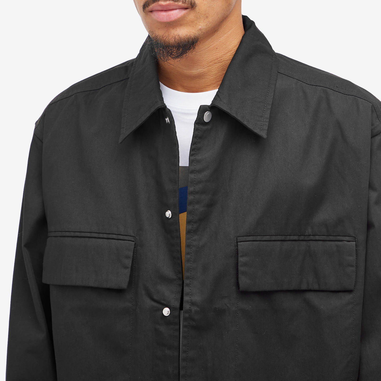 Men's Pelle Fine Twill Overshirt Jacket in Black