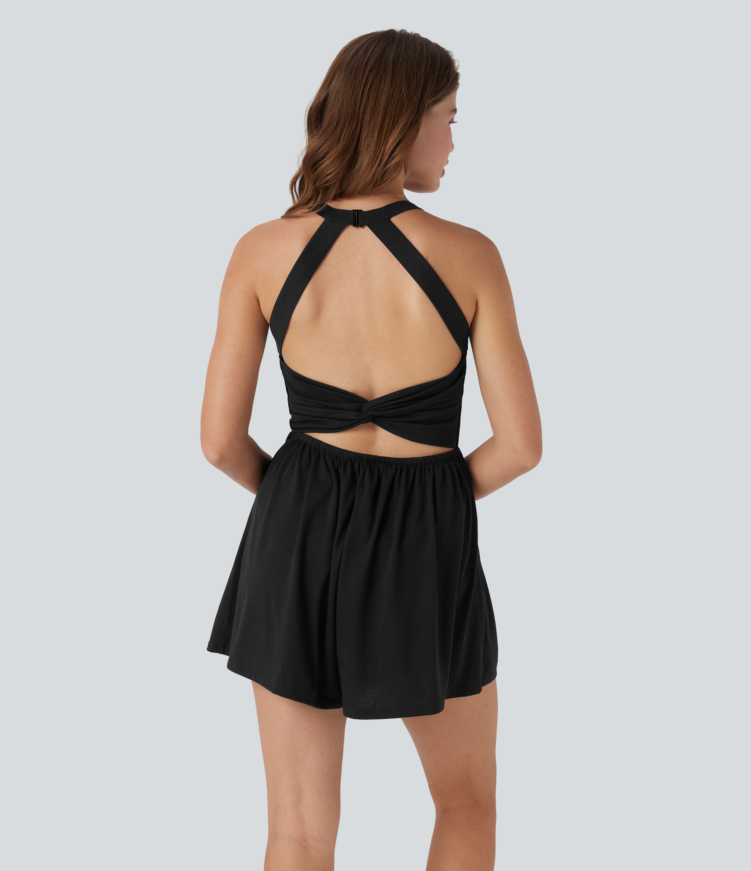 Padded 2-in-1 Romper with Pockets-Easy Peezy Edition  - Black