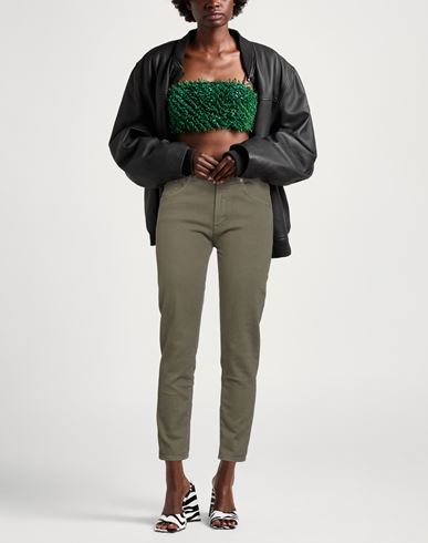 Woman Jeans Military green Size 26 Cotton, Elastane