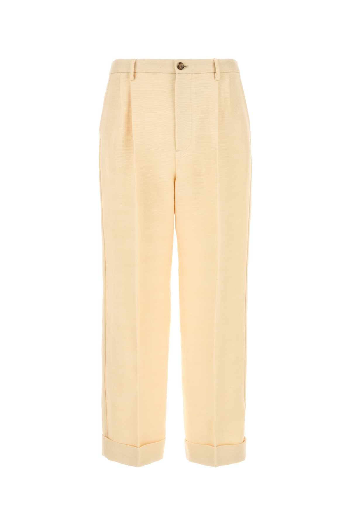 Jute Blend Trousers — Beige