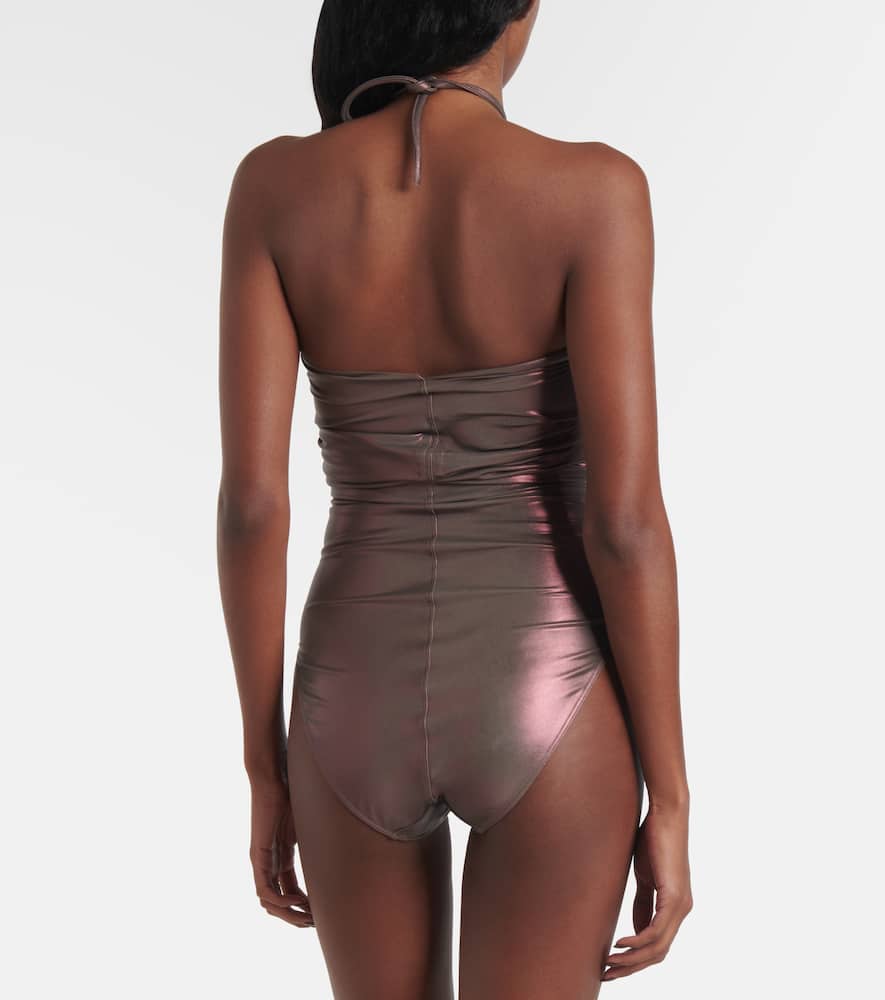 Metallic halterneck swimsuit