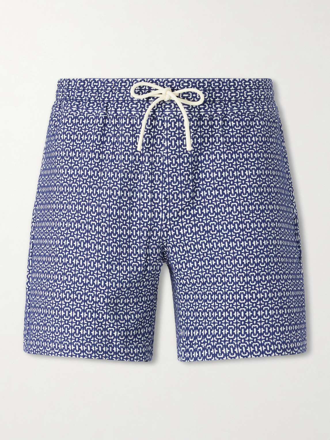Abstract Tile Straight-Leg Cotton Shorts - Men - Blue