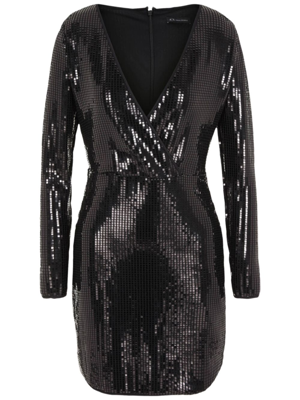 Sequin-embellished V-neck minidress - Black