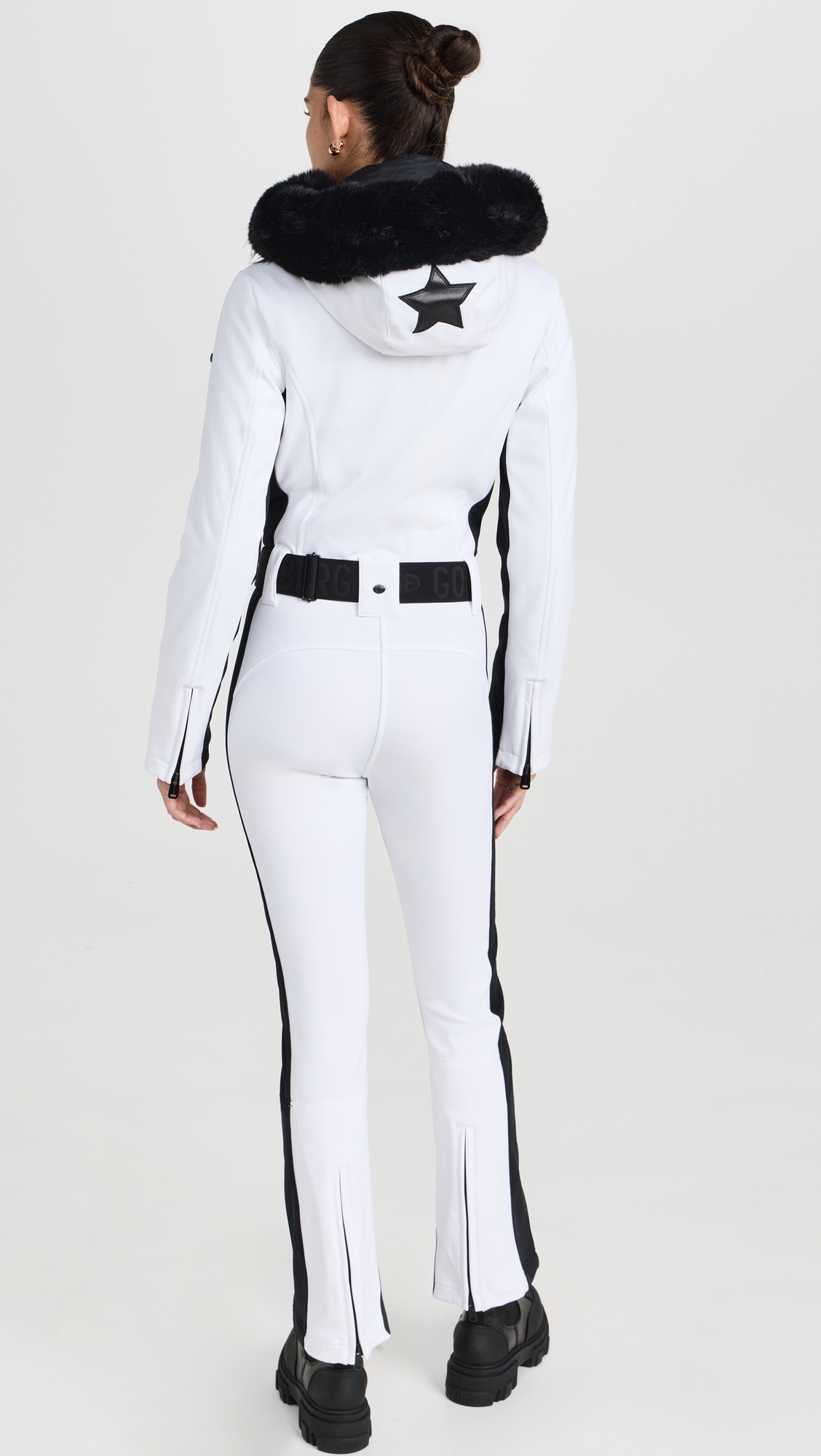 Parry Ski Jumpsuit Faux Border White