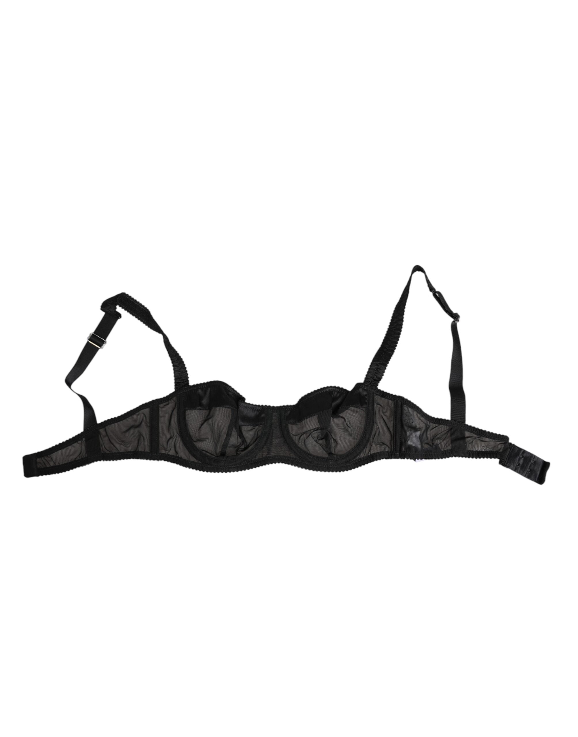 Sheer Mesh Underwire Bra — Black