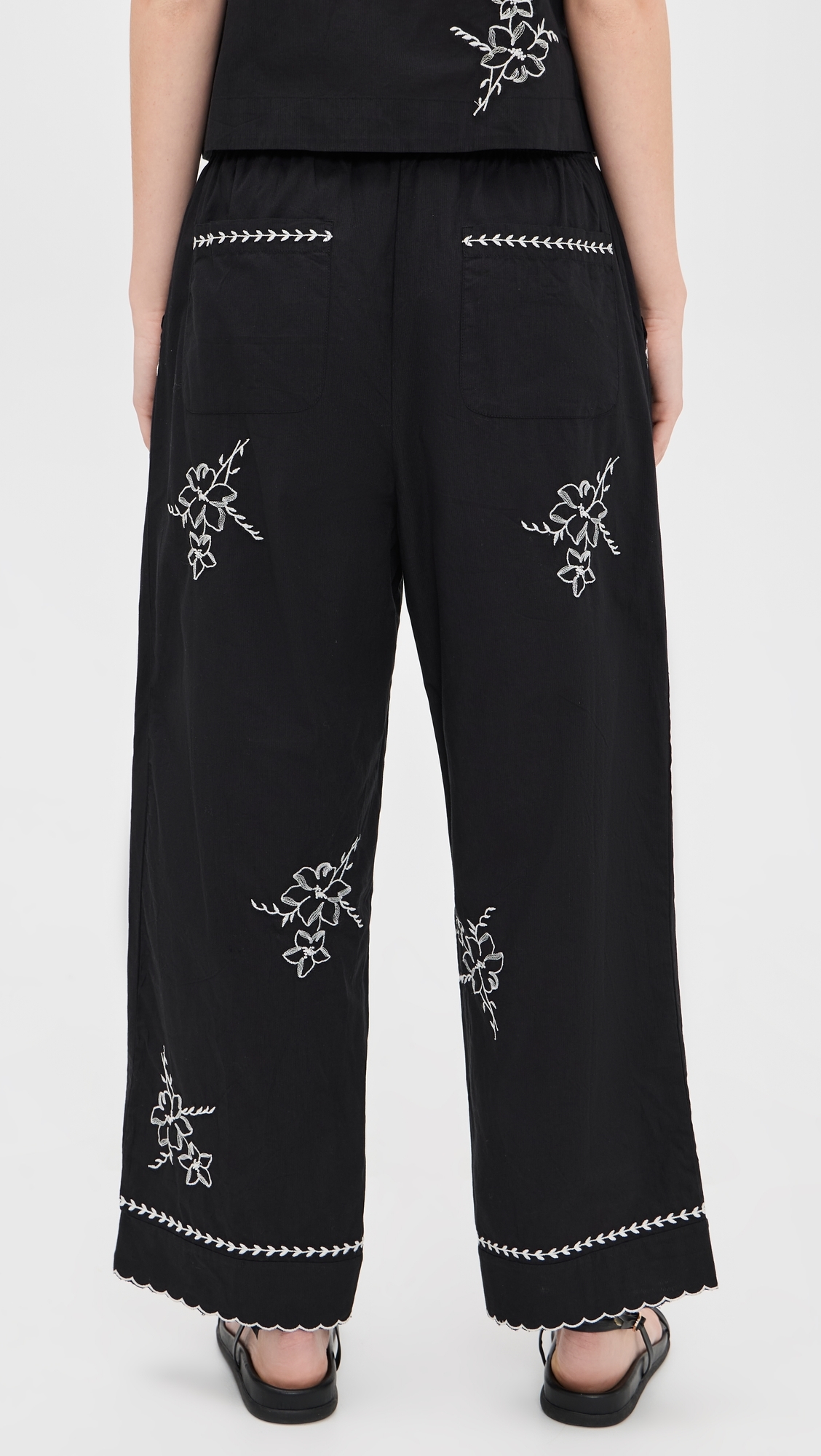 The Weekend Hanky Embroidery Pants Black