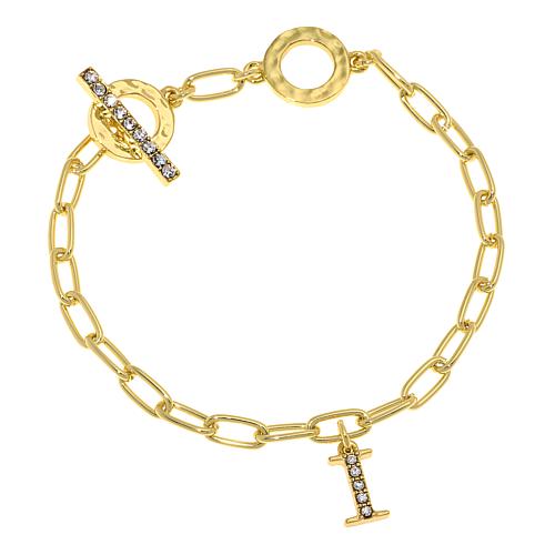 Initial Offering Pavé Crystal Toggle Bracelet
