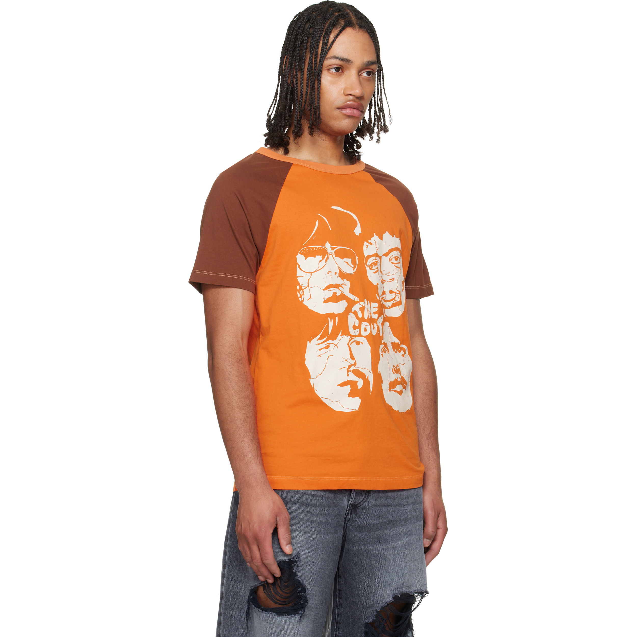 Orange Ty Cout Raglan Colorblock Print T-shirt