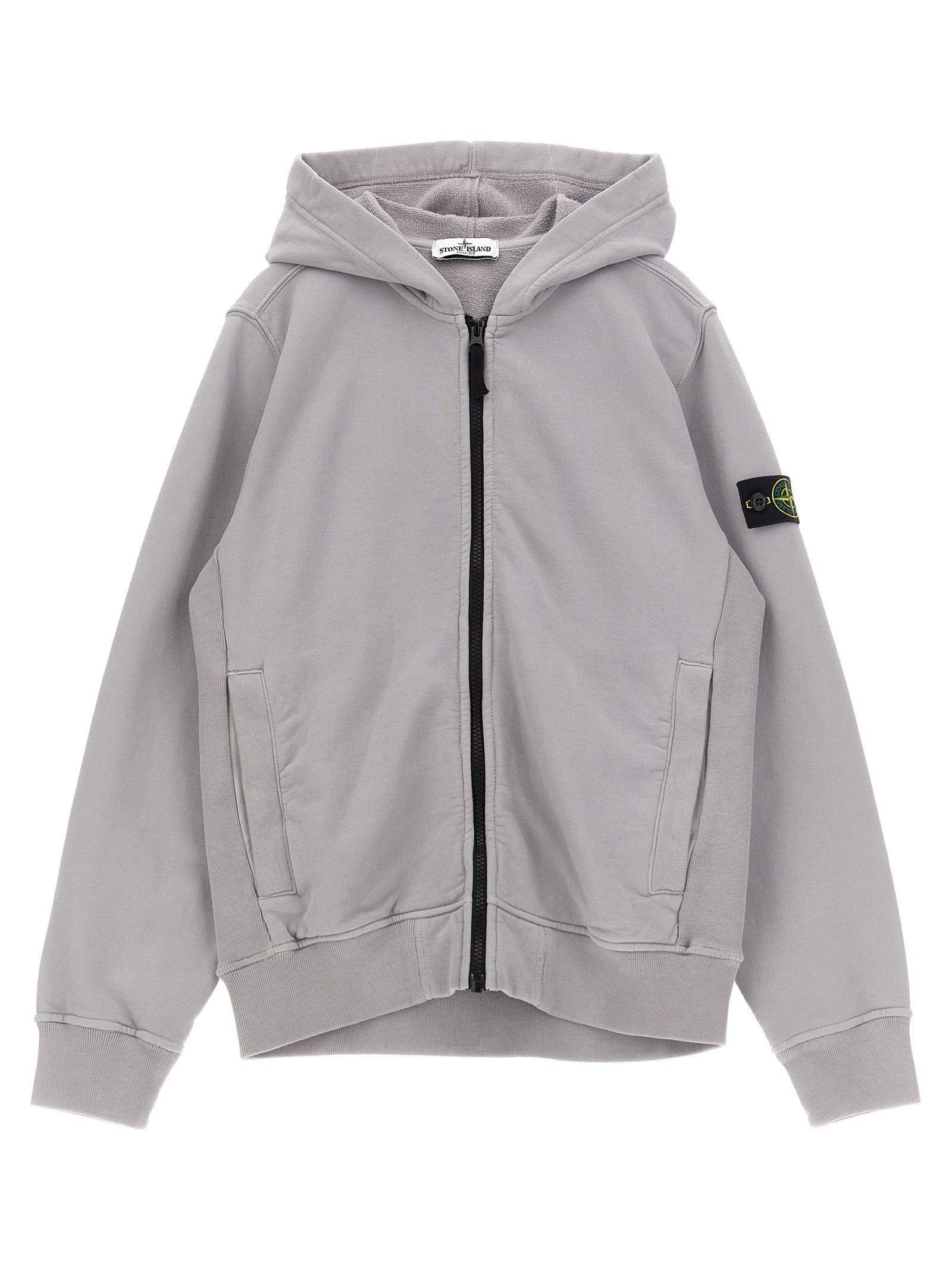 Badge Logo Cotton Hoodie — Gray