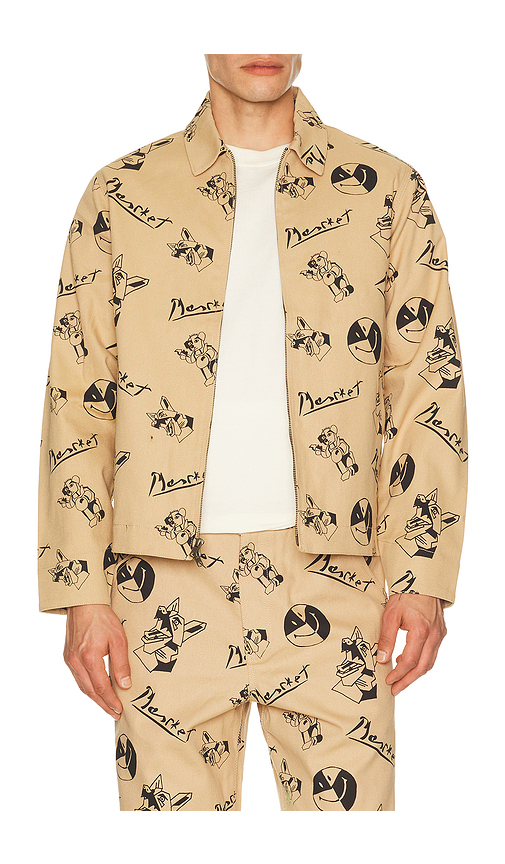 Market Smiley Cubism Work Jacket in Tan. XL/1X. Also in L