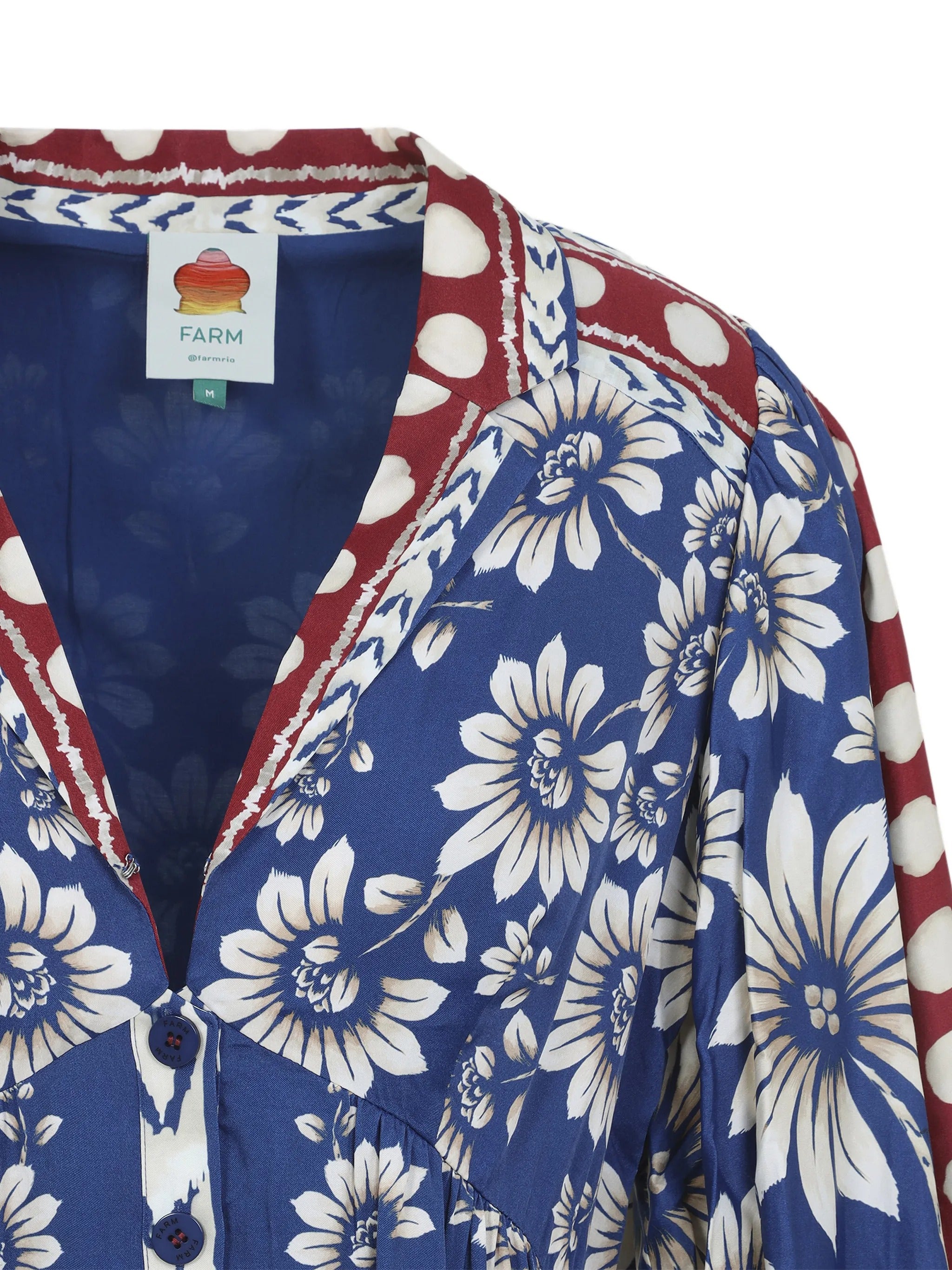 Farm Rio Luna Blue Long Sleeve Mini Dre