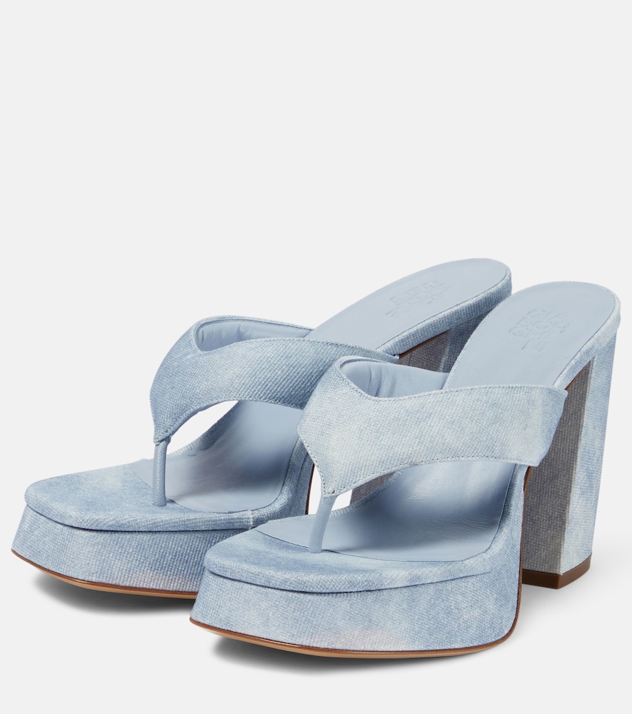 Gia 17 Uni denim platform thong sandals