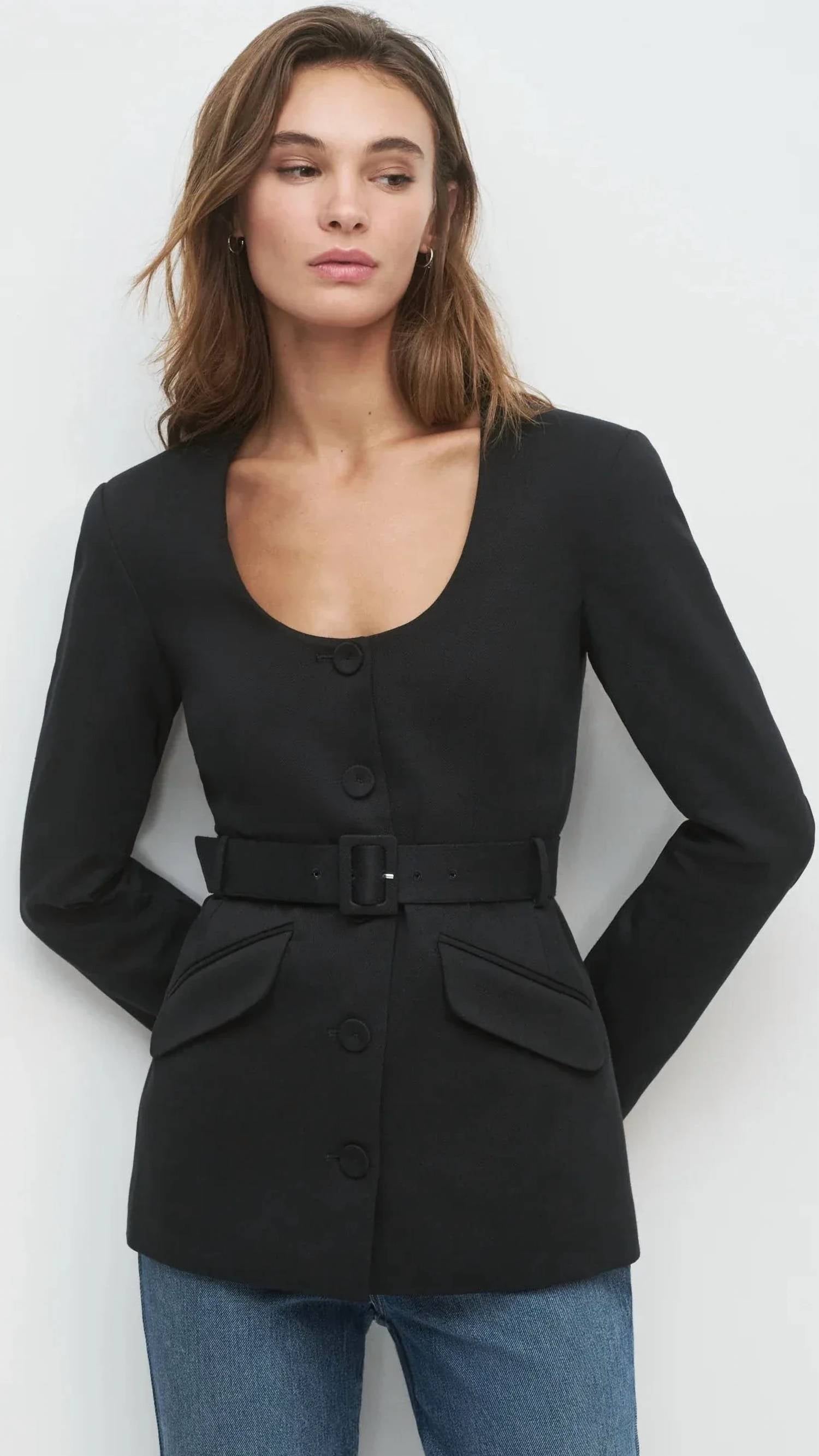 Christy Belted Jacket In Black