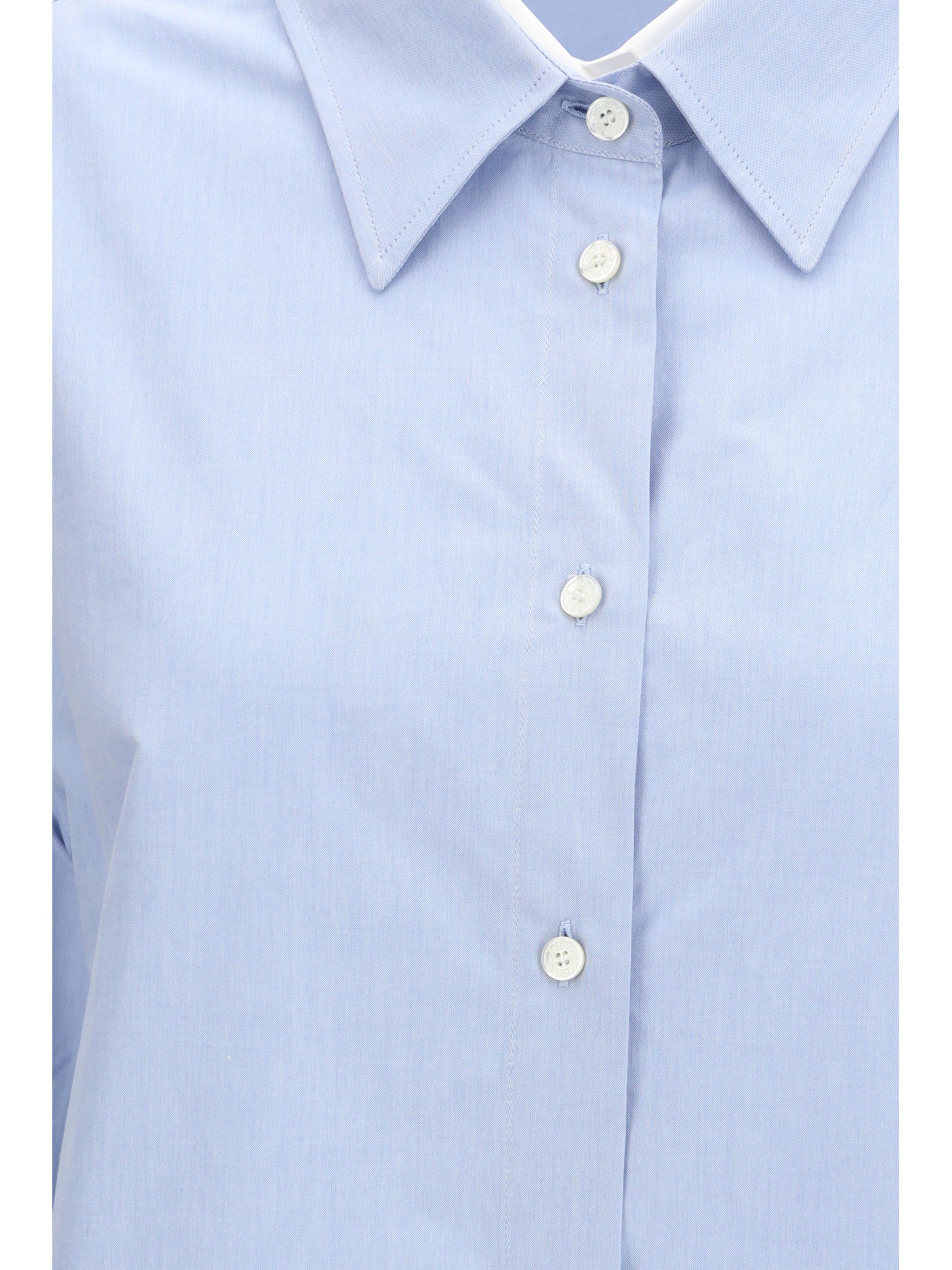 Double Collar Cotton Shirt — Blue