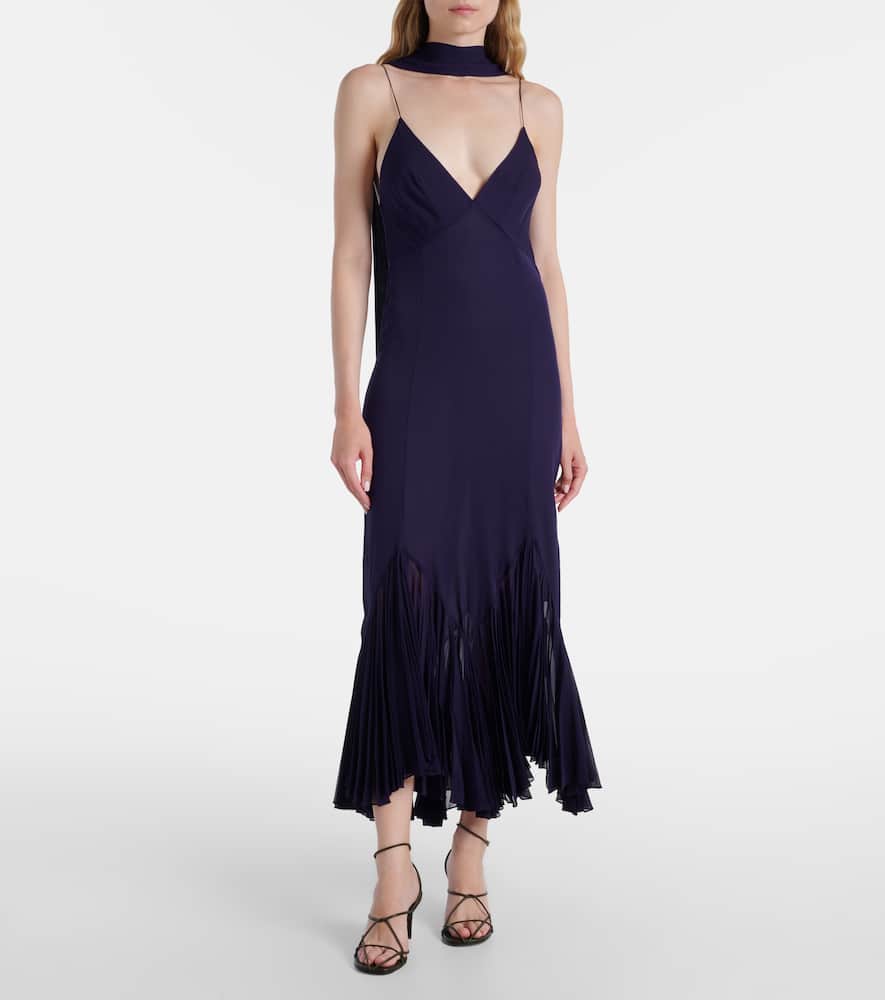 Candita scarf-detail silk midi dress