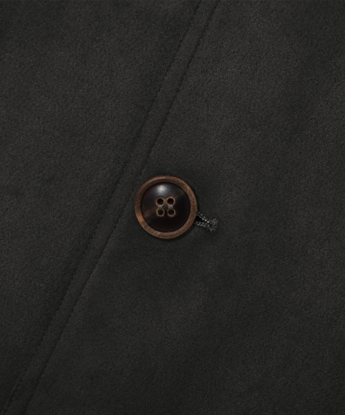 Two Pocket Button Suede Bomber Jacket_Black