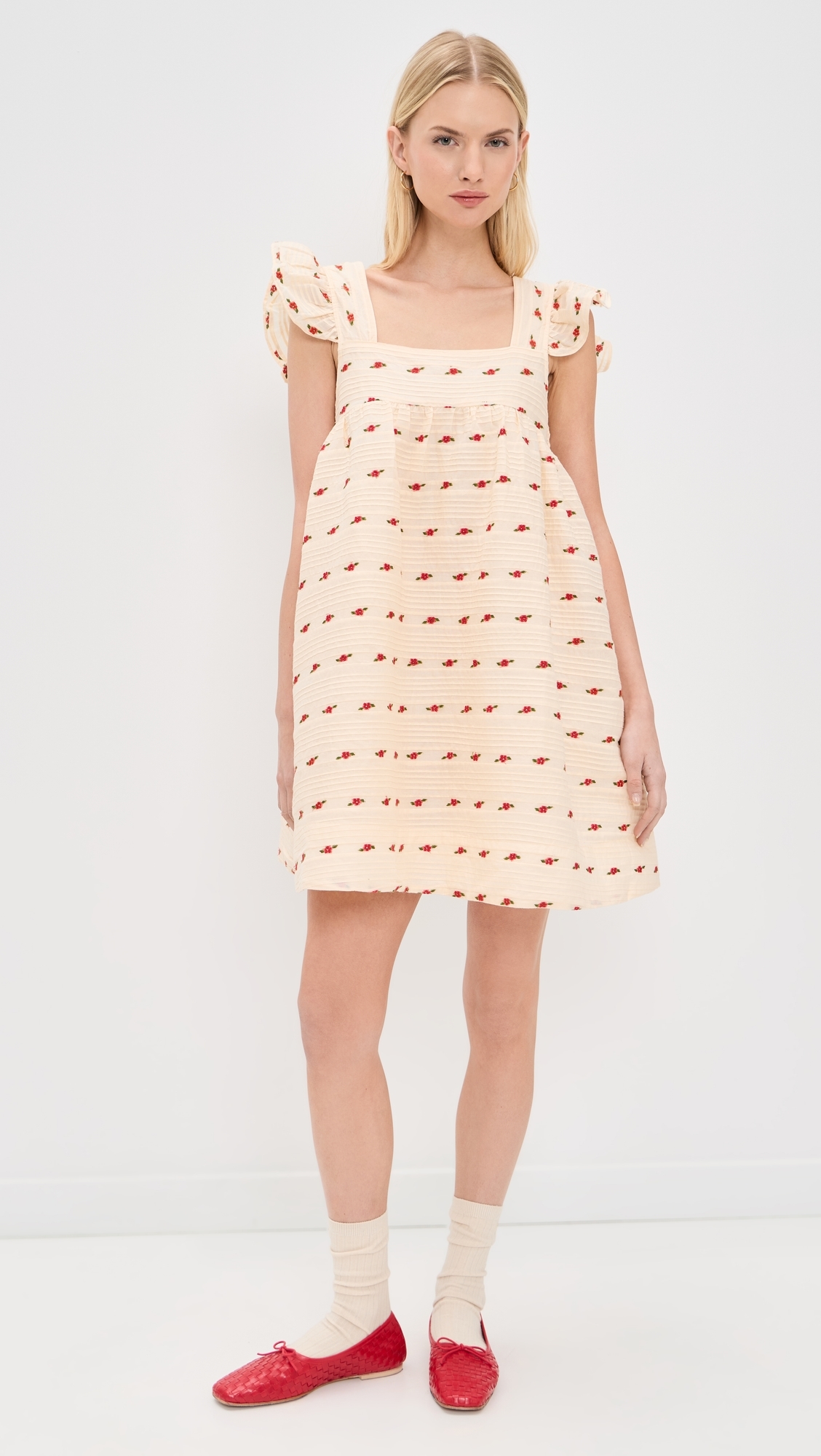 Aster Babydoll Mini Dress White