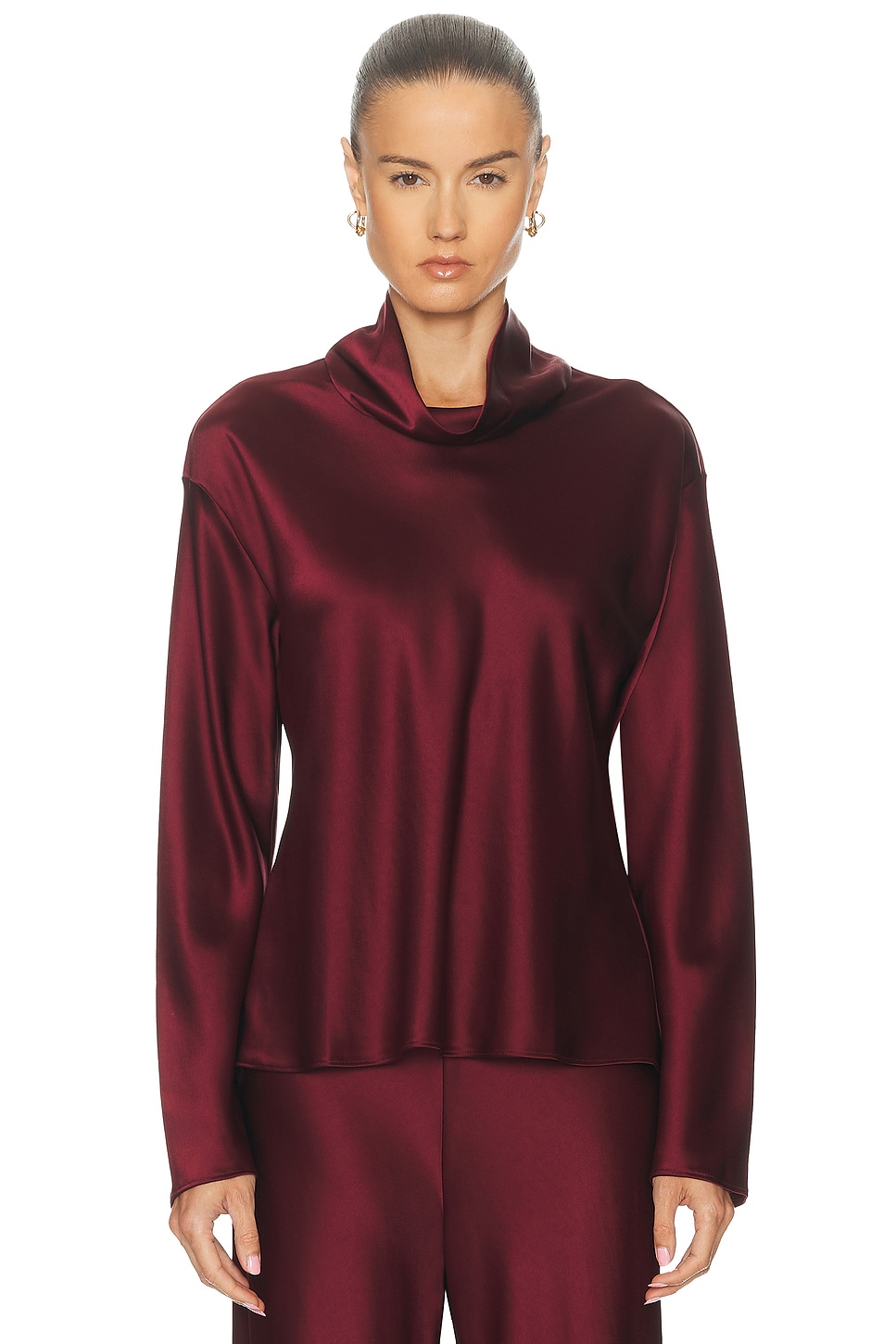 LESET Barb Long Sleeve Cowlneck Top in Black - Black.  S also in