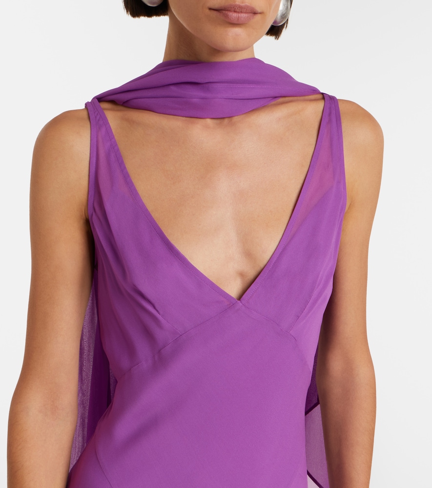Mystica asymmetric georgette midi dress