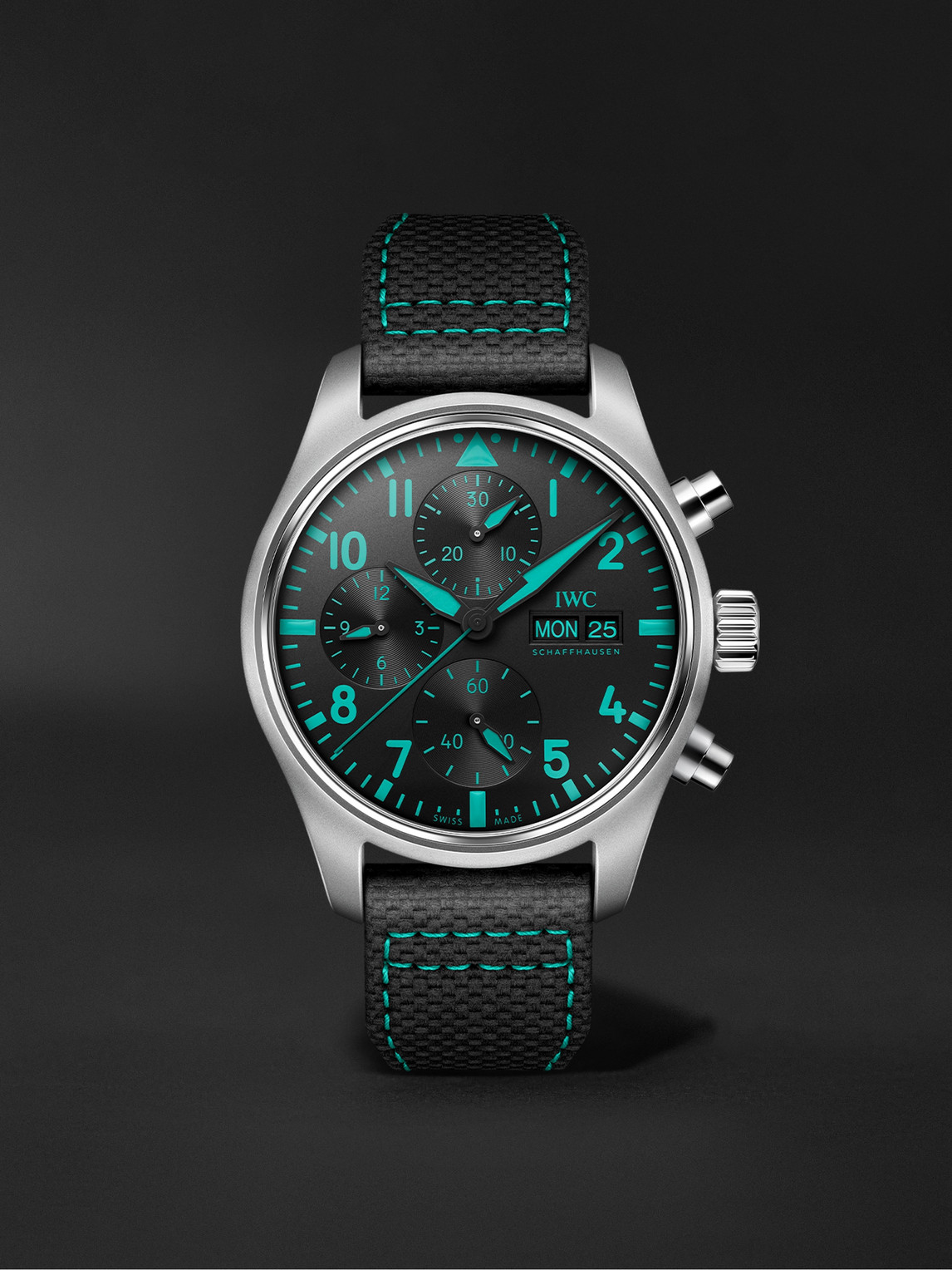 Pilot's Watch Mercedes-AMG Petronas Formula One™ Team Edition Automatic Chronograph 41mm Titanium and Leather Watch, Ref. No. IWIW388108 - Men - Black