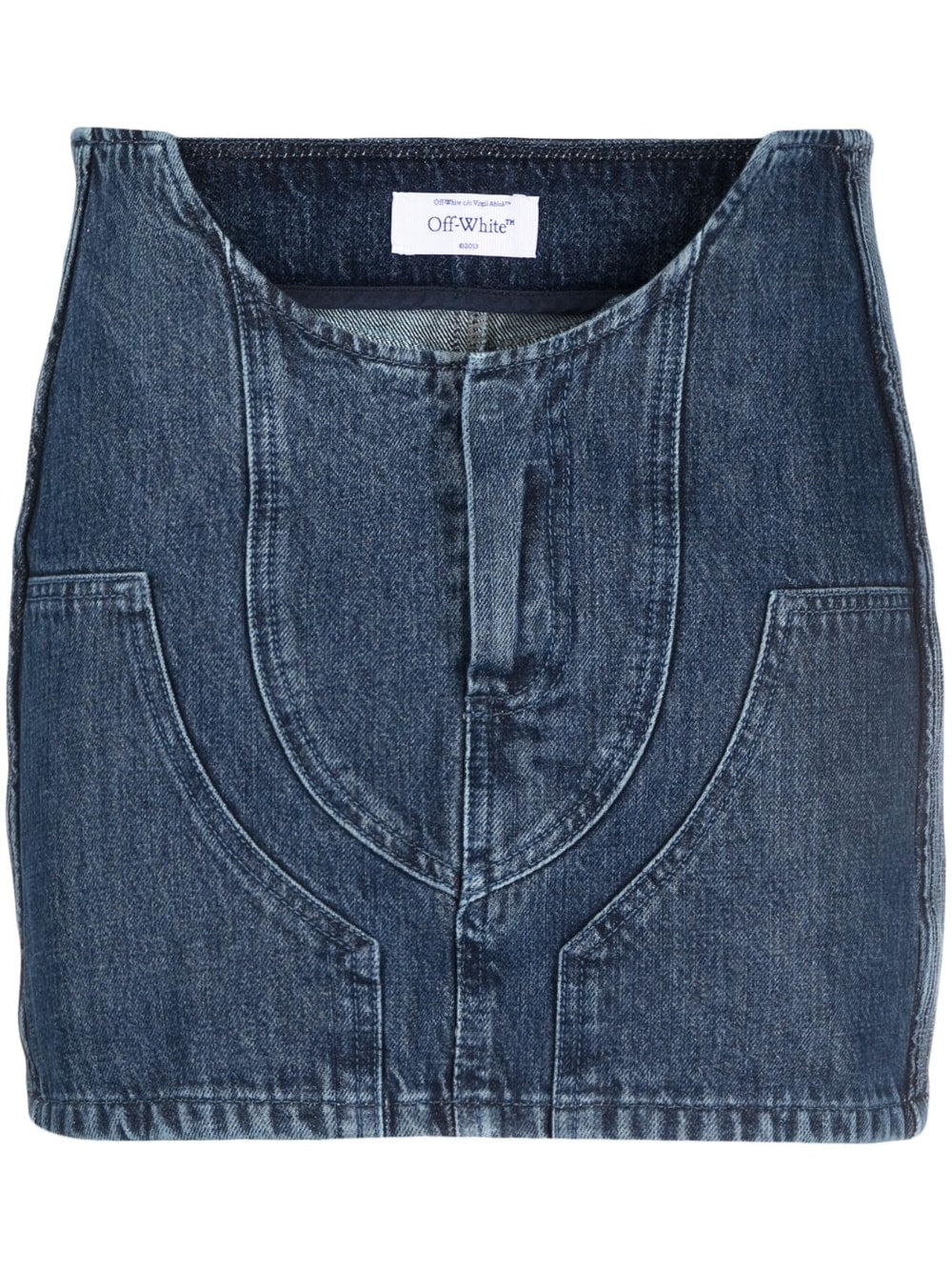 Cut-Out Denim Mini Skirt — Blue