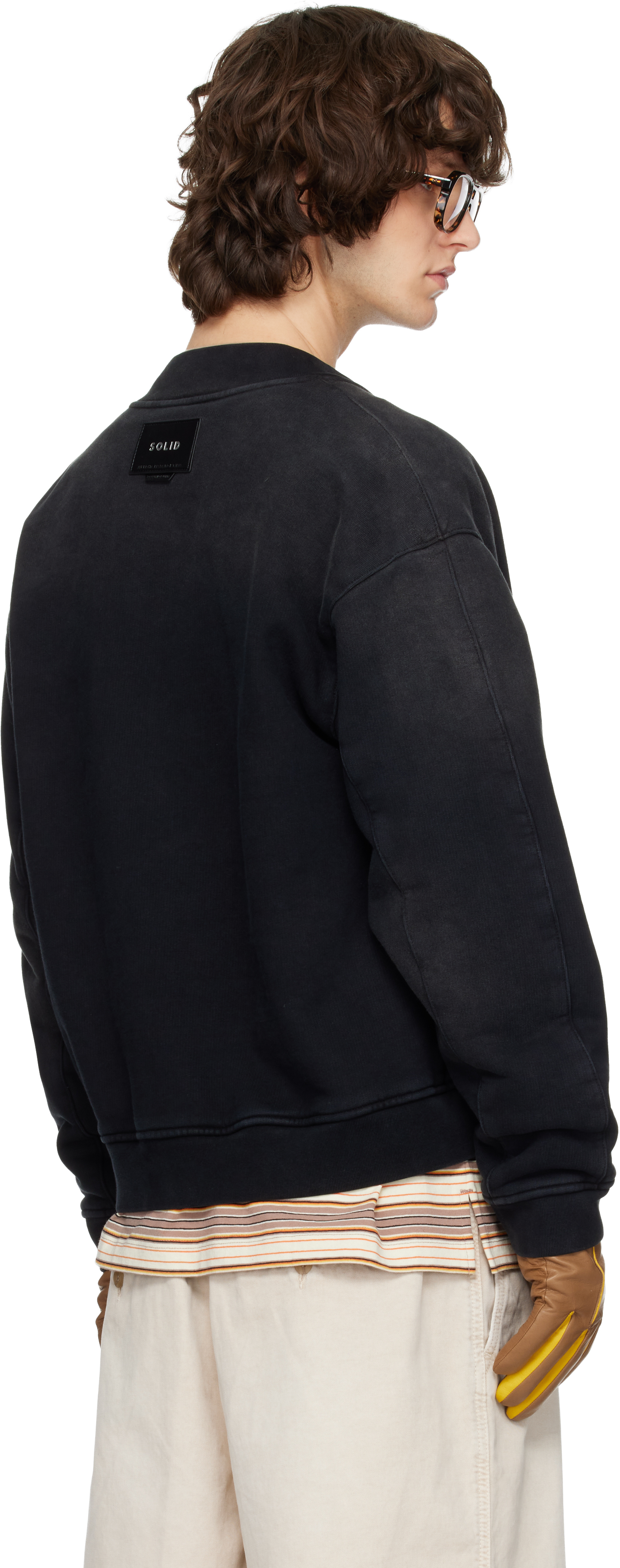 Black Faded Bomber Jacket