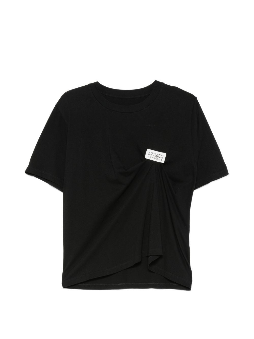 Jersey Gathered Detailing T-Shirt — Black