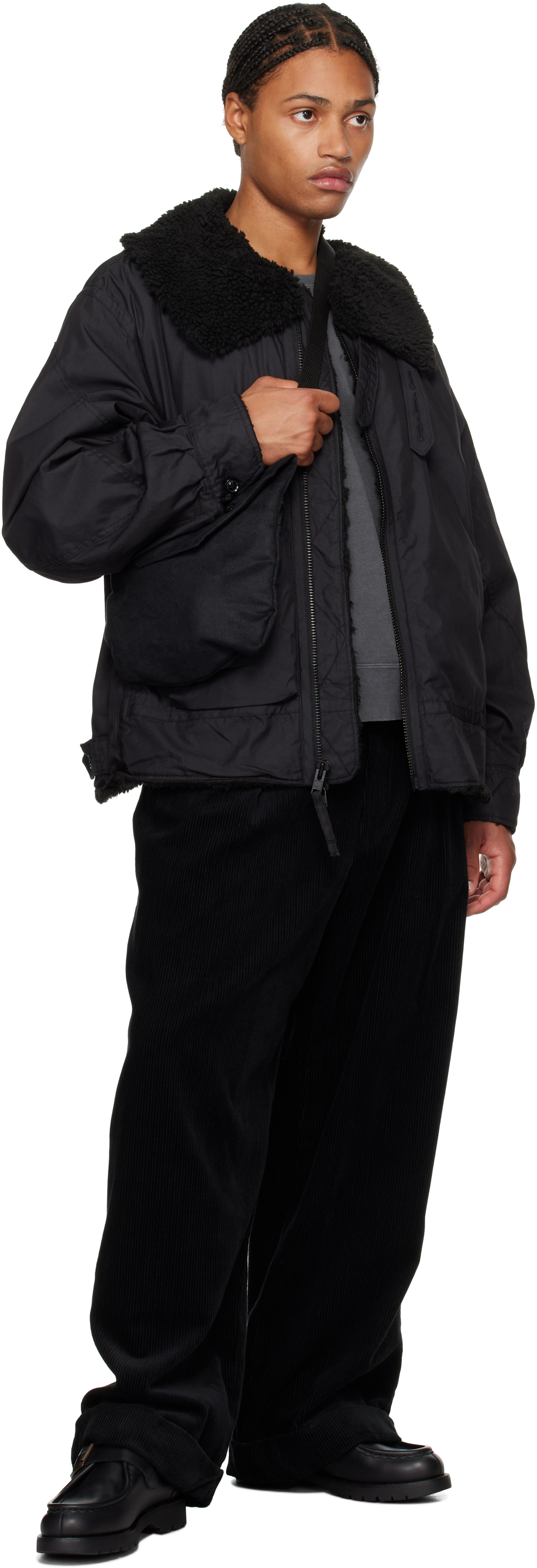 Engineered Garments Black 8W Corduroy Oxford Trousers