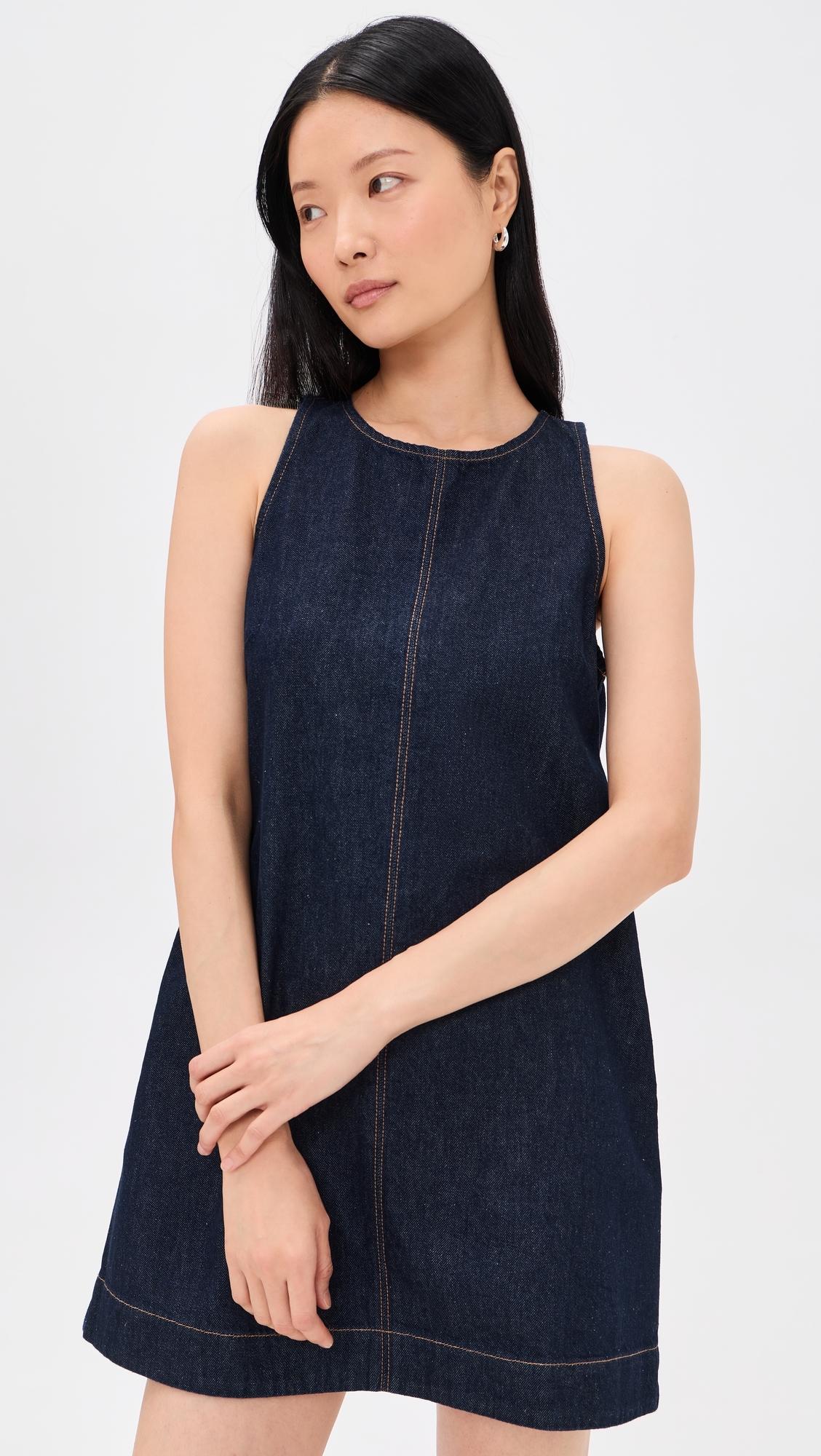 Denim Mini Shift Dress Rinse Wash